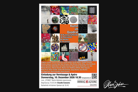 Einladungskarte Kunst im Quadrat, Galerie Immaginazione Brugg